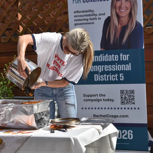 Rachel Grage speaking at a community event