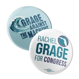 Rachel Grage white campaign pin